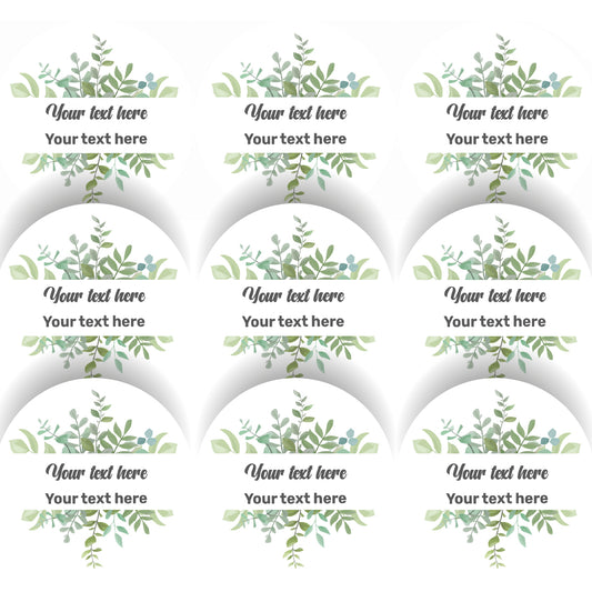 144 Eucalyptus Leaves Personalised 30mm Stickers Events, Weddings, Crafts, Engagement