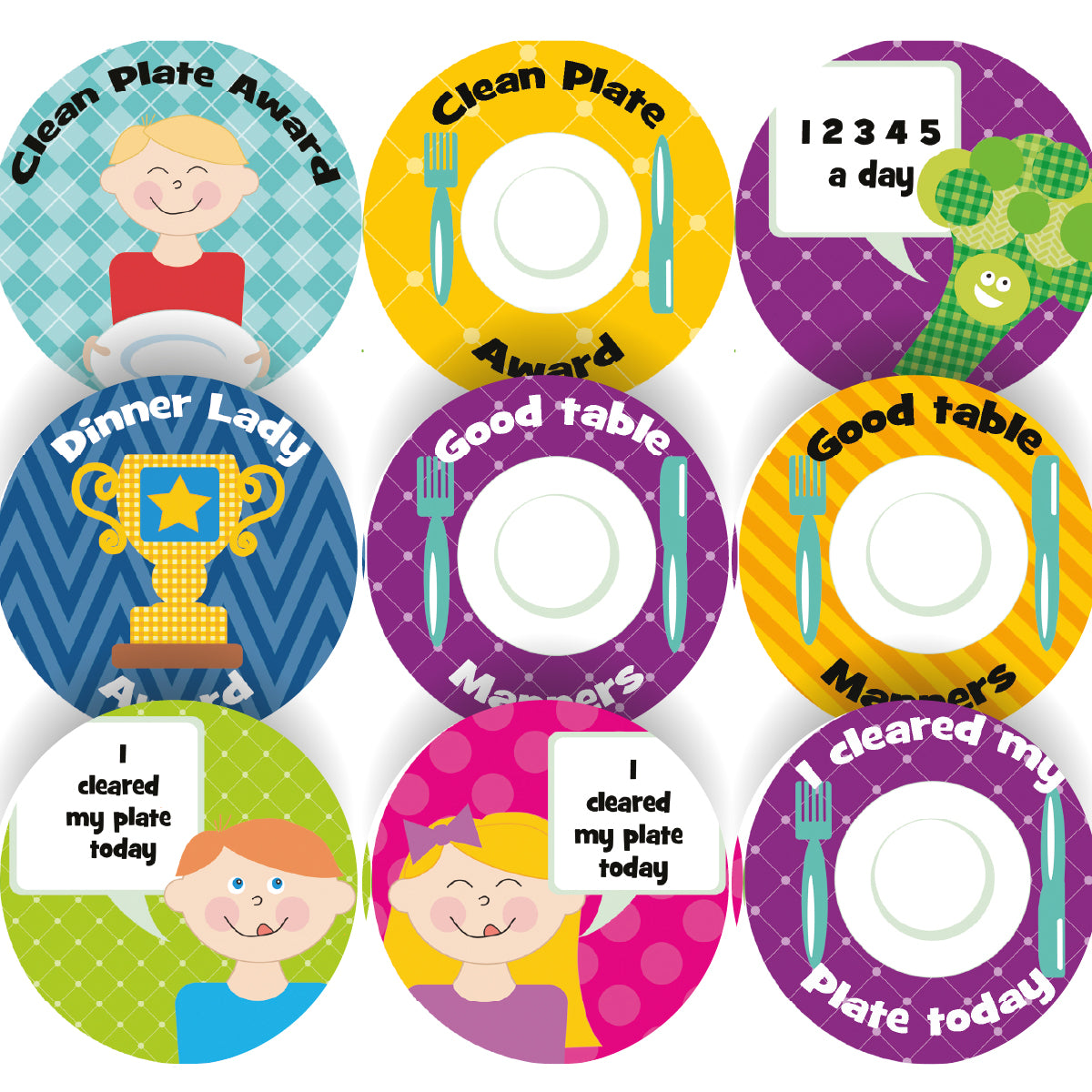 144 Lunch Time Awards 30mm Children's Reward Stickers for Teachers or Parents