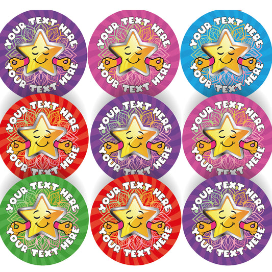 144 Personalised Yoga Superstar 30mm Christmas Stickers for Schools, Teachers, Parents and Nurseries