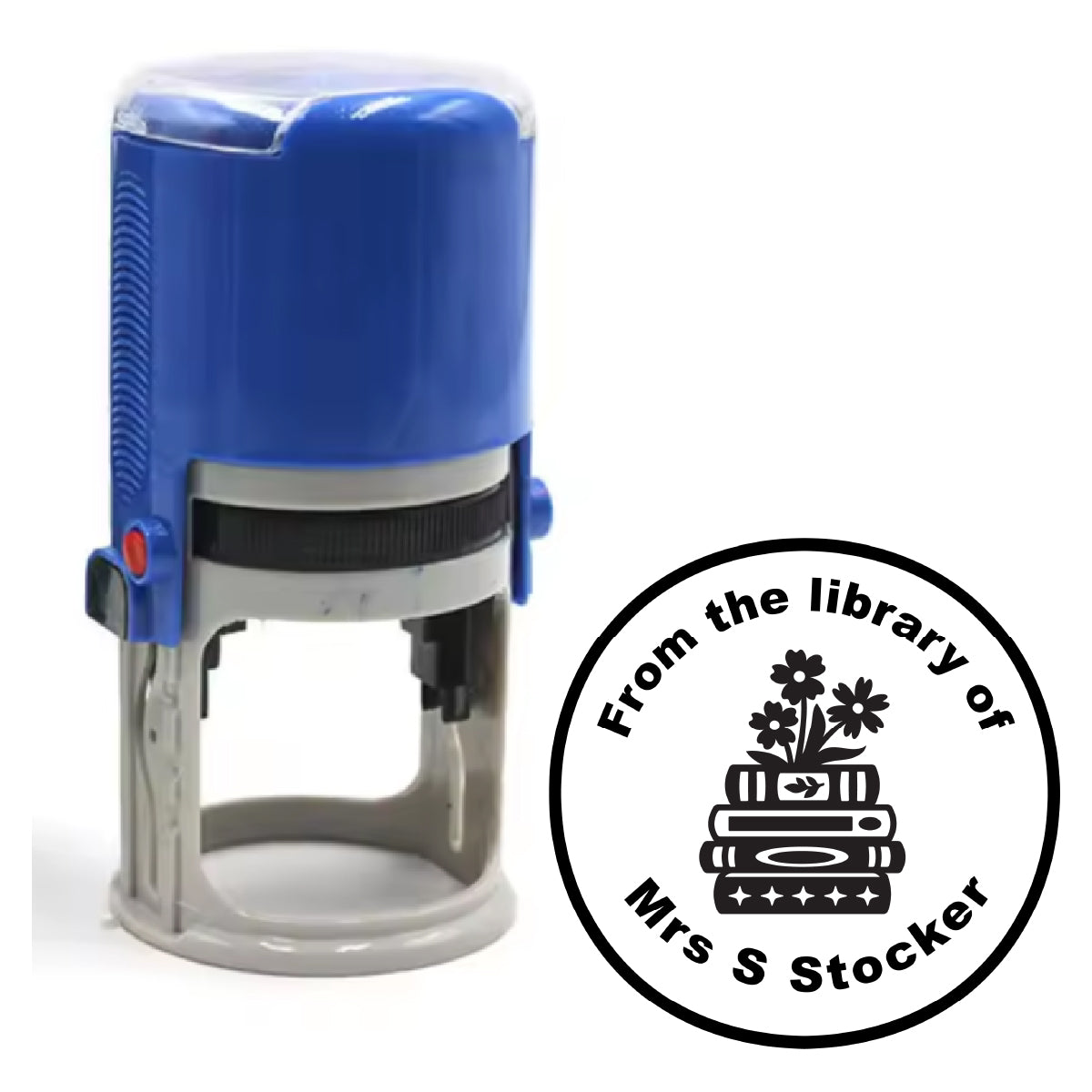 Personalised Stamp Library Book Stack 30 mm Self inking stamper for School Teachers, Parents and Nursery