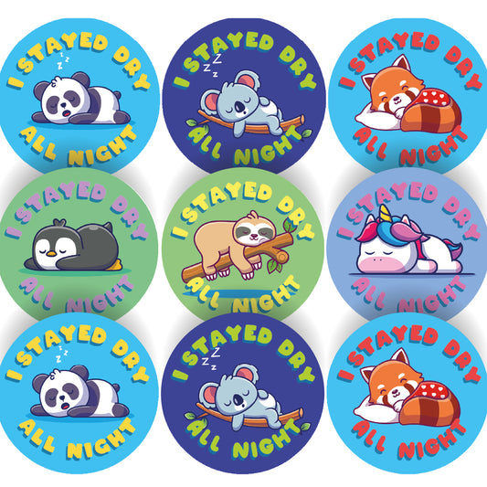 I Stayed Dry All Night 30mm Potty Training Reward Stickers for Teachers or Parents