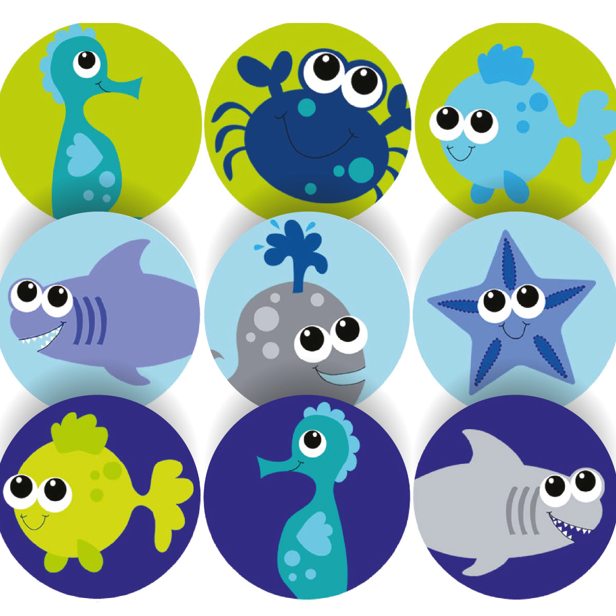 144 Deep Blue Sea 30mm Children's Reward Stickers for Teachers or Parents
