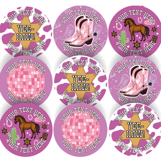 144 Personalised Cowgirl 30mm Christmas Stickers for Schools, Teachers, Parents and Nurseries