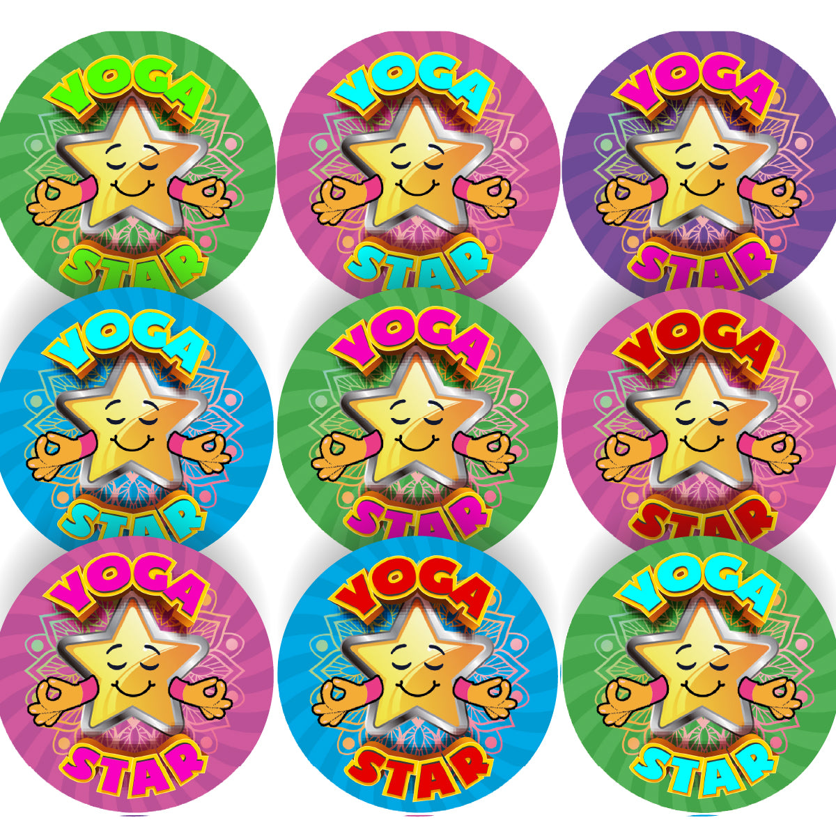 144 Yoga Star 30mm Reward Stickers for Schools, Clubs, Teachers, Parents