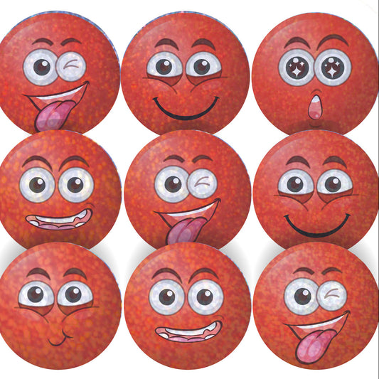Red emoji face reward stickers with fun expressions for classroom motivation and teacher use