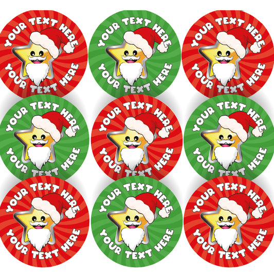 144 Personalised Christmas Superstar 30mm Christmas Stickers for Schools, Teachers, Parents and Nurseries