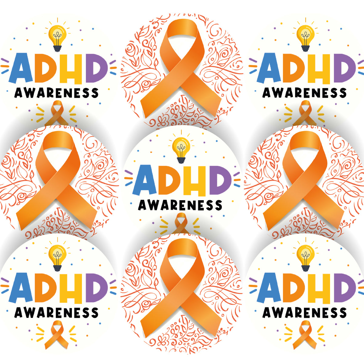 144 ADHD Awareness Stickers - 30mm - Glossy Reward Stickers for Teachers & Parents