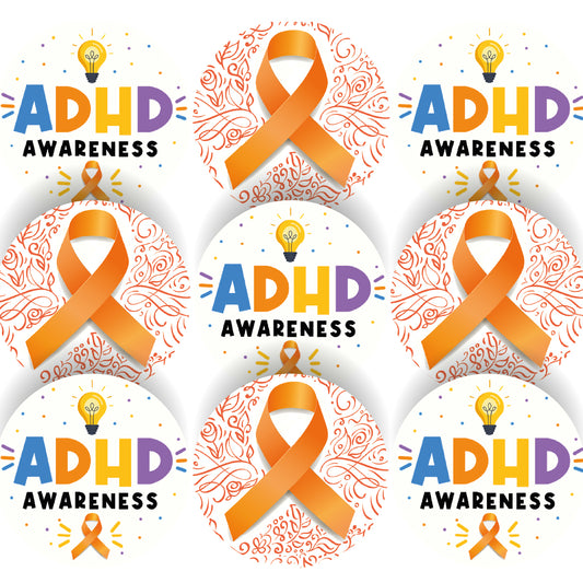 144 ADHD Awareness Stickers - 30mm - Glossy Reward Stickers for Teachers & Parents