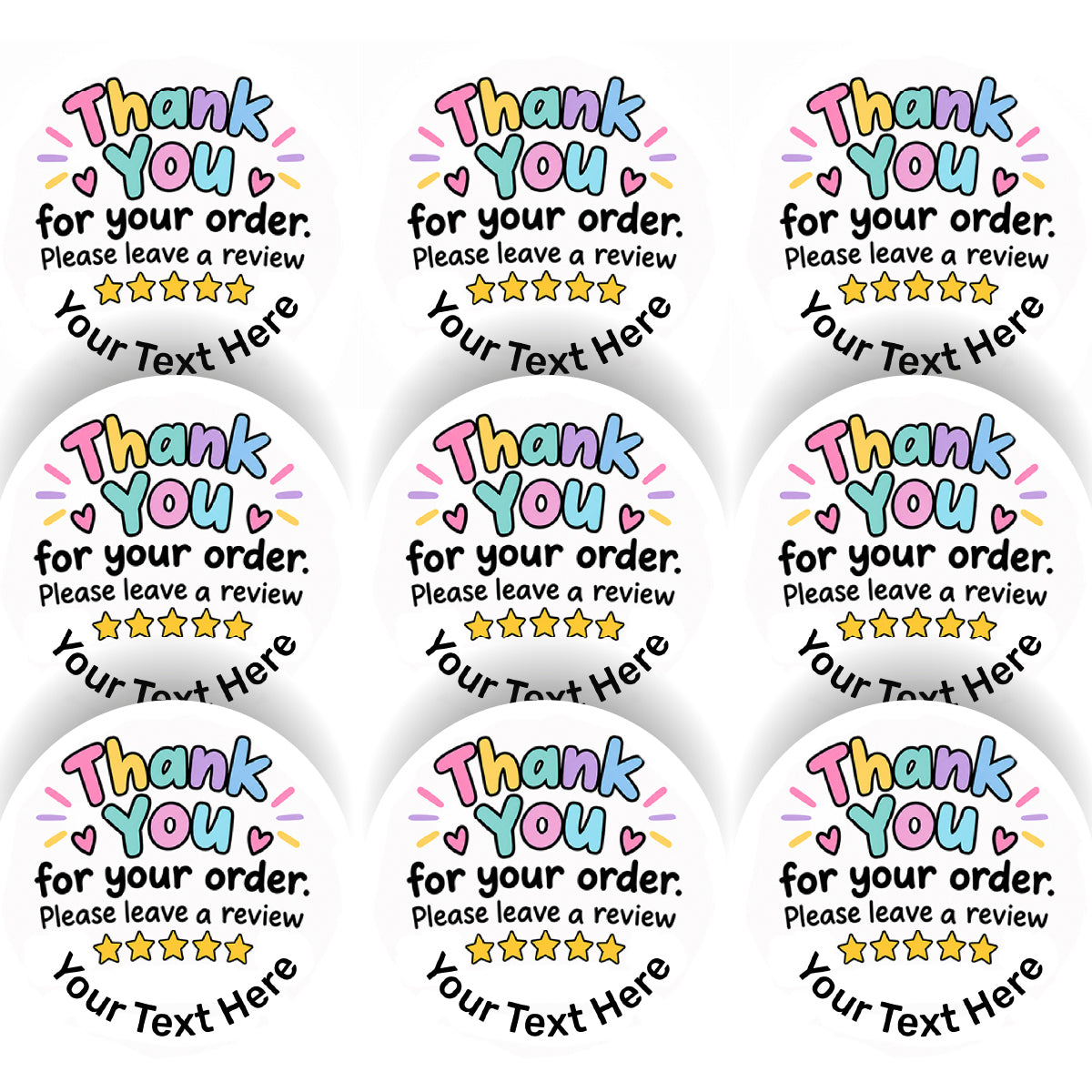 Personalised Thank You For Your Order Stickers - Pick Your Size - For Crafters, Small Businesses, Resellers