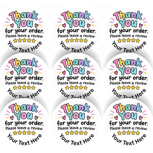 Personalised Thank You For Your Order Stickers - Pick Your Size - For Crafters, Small Businesses, Resellers