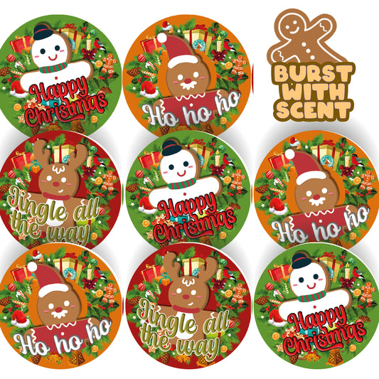 120 Christmas Cheer Gingerbread Scented Stickers - 30mm Scented Stickers - For Teachers Nursery Parents