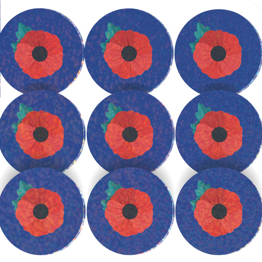 96 Sparkle Poppies Stickers 30mm + 60 Free Sparkle Smiles Remembrance Stickers for Teachers, Parents and Schools