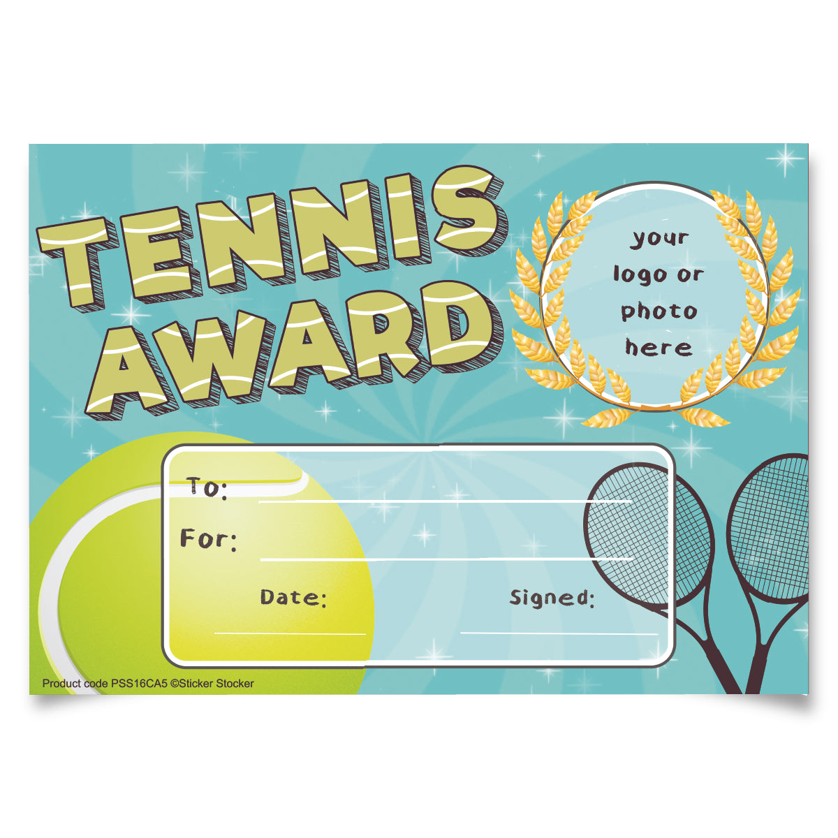 Personalised Tennis Award certificates for school teachers, 250gsm A5 silk finish Photo Paper