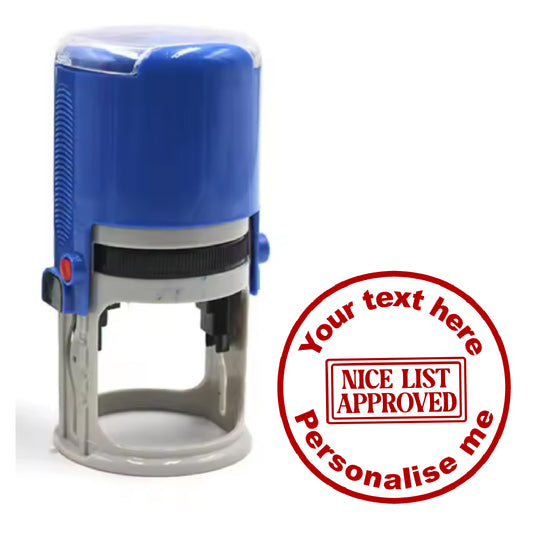 Personalised Stamp Nice List Approved 30 mm Self inking stamper for School Teachers, Parents and Nursery at Christmas