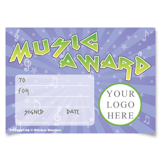 Personalised Music Award certificates for school teachers, 250gsm A5 silk finish Photo Paper