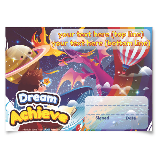 Sticker Stocker Personalised Dream Achieve for school teachers, A5 silk finish Photo Paper