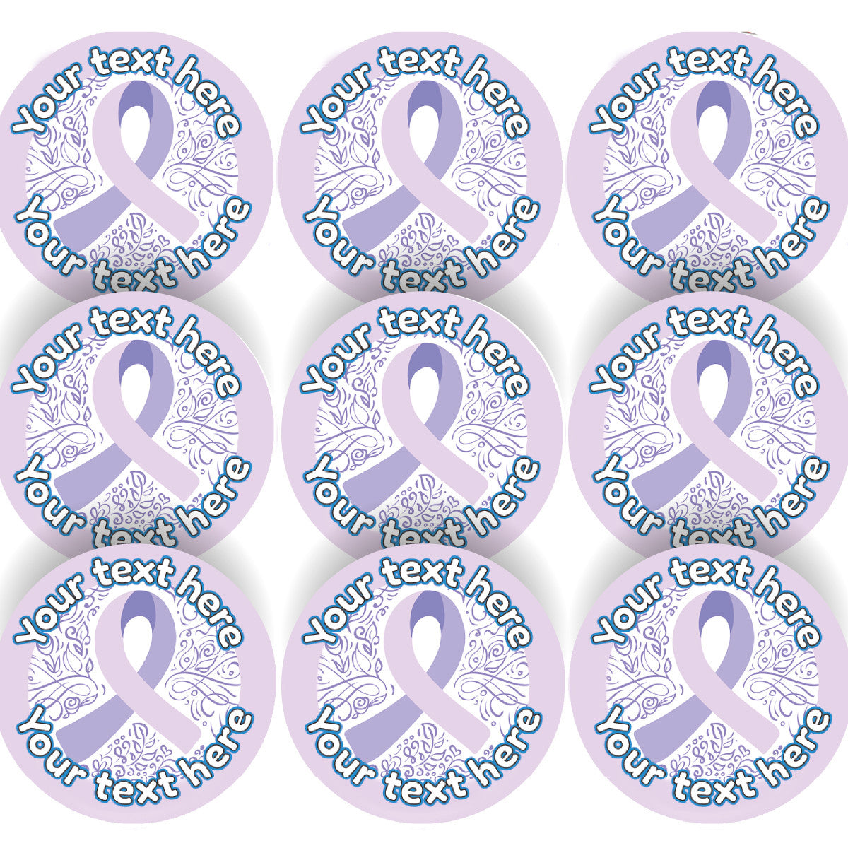 144 Purple Cancer Awareness Personalised 30mm Stickers Teachers, Parents, Schools (UNIQUE)