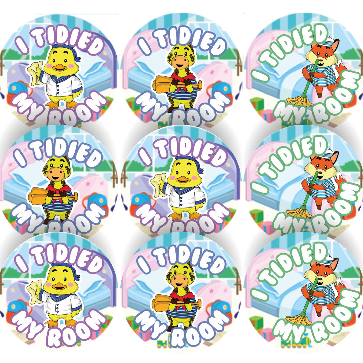 144 I Tidied My Room Reward Stickers 30mm Positivity Reward Stickers for Teachers or Parents