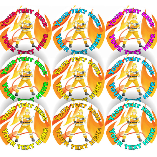 Sticker Stocker 144 Personalised Firefighter 30mm Reward Stickers for School Teachers, Parents and Nursery