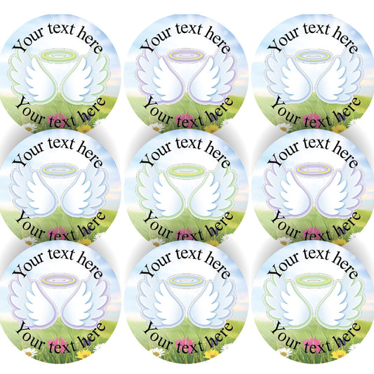 144 Angel Wings Remembrance Memorial Personalised 30mm Stickers