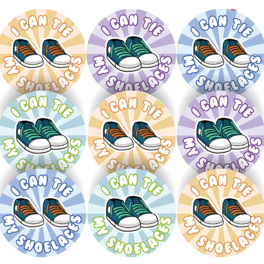 144 I Can Tie My Shoelaces 30 mm Reward Stickers for Teachers and Parents