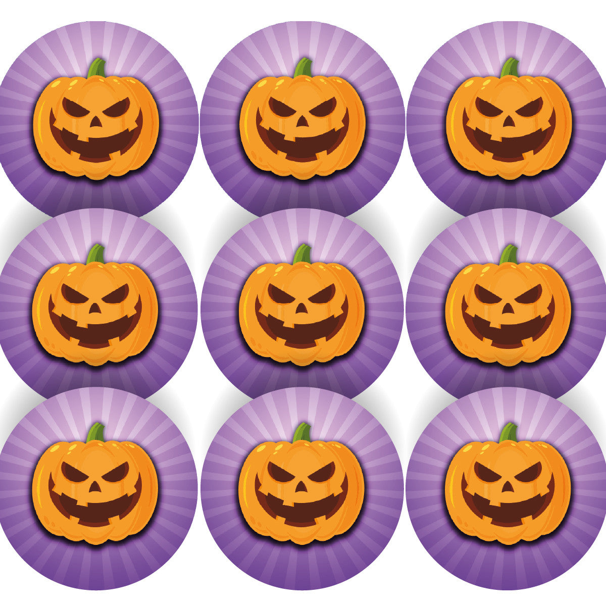 144 Purple Halloween Pumpkins 30mm Round Children's Reward Stickers for Teachers, Parents and Party Bags