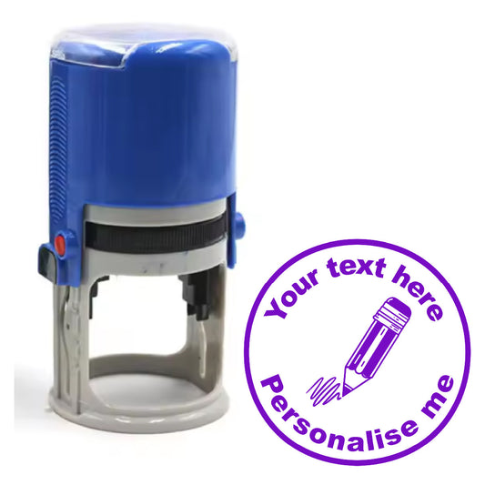 Sticker Stocker - Personalised Stamp Writing Pencil 30mm Self inking stamper for School Teachers, Parents and Nursery