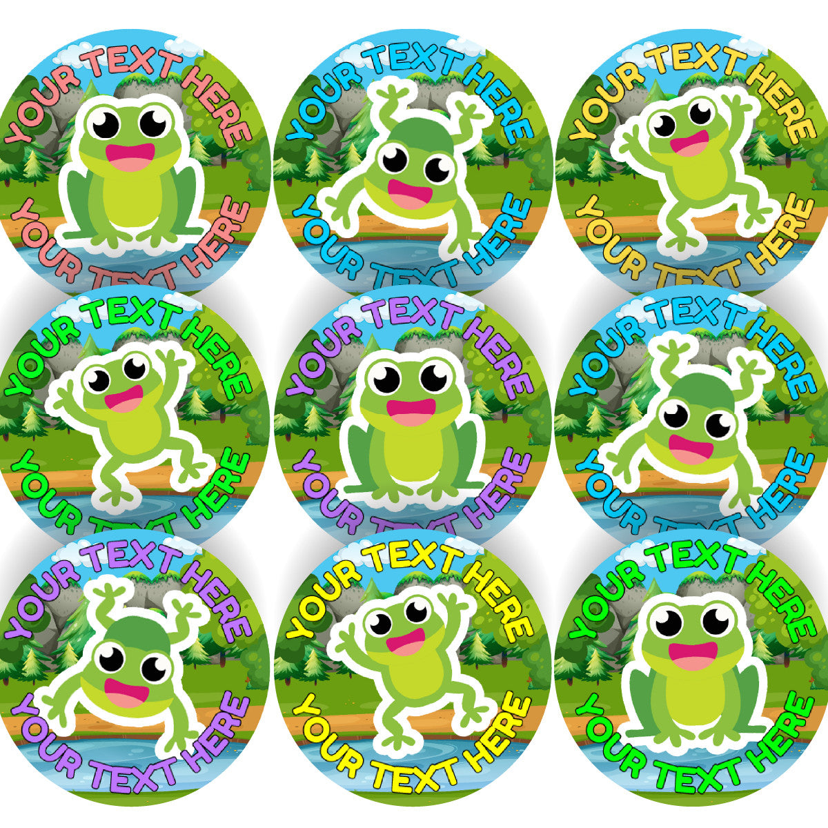 144 Personalised Hoppy Frog RWI 30mm Reward Stickers for School Teachers, Parents