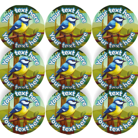 144 Personalised Bluetit Bird 30mm Reward Stickers for School Teachers, Parents and Nursery
