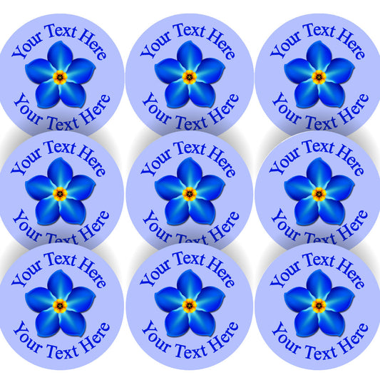 Sticker Stocker 144 Personalised Forget me Not 30mm Stickers School Teachers, Alzheimer's Dementia Flower