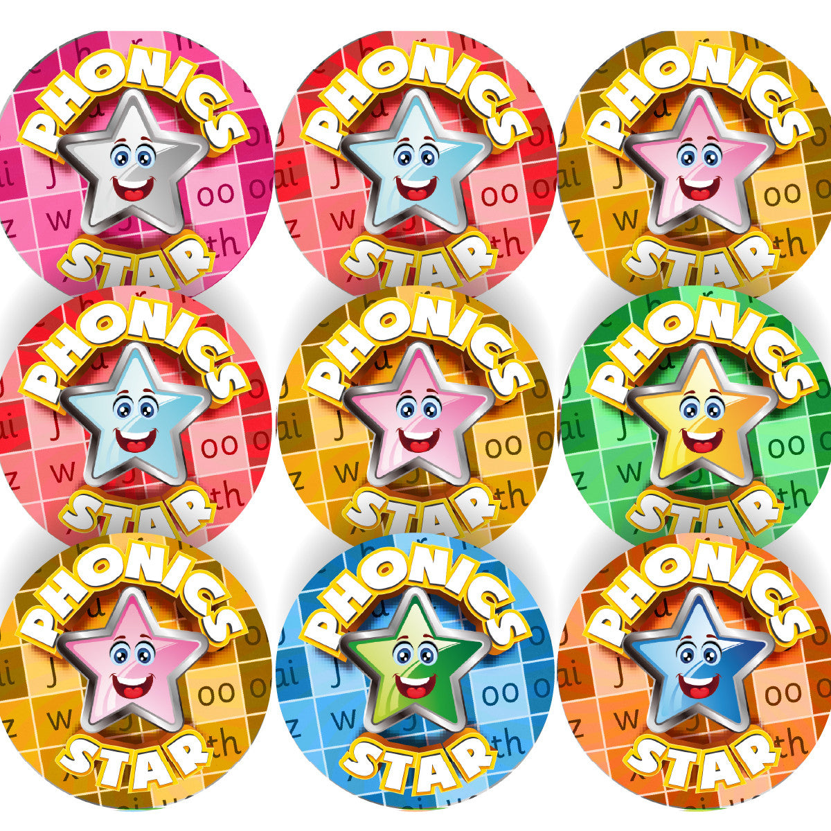 Sticker Stocker - 144 Star Phonics - 30mm - Glossy Reward Literacy Stickers for Teachers & Parents