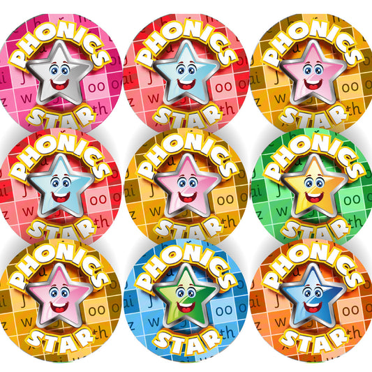 Sticker Stocker - 144 Star Phonics - 30mm - Glossy Reward Literacy Stickers for Teachers & Parents