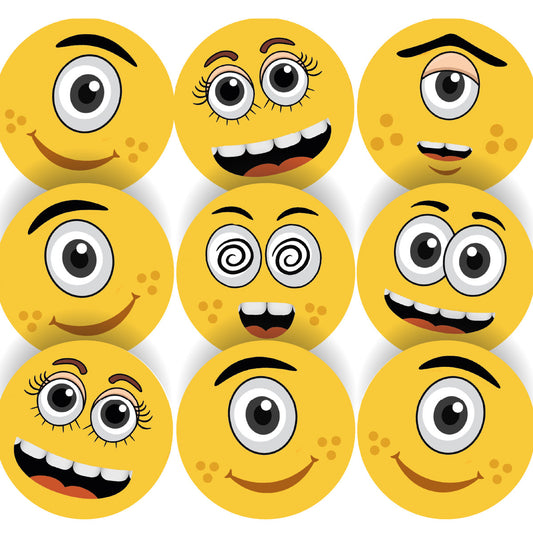 Sticker Stocker 144 Yellow Monster Face Stickers - 30mm - Glossy Reward Stickers for Teachers & Parents