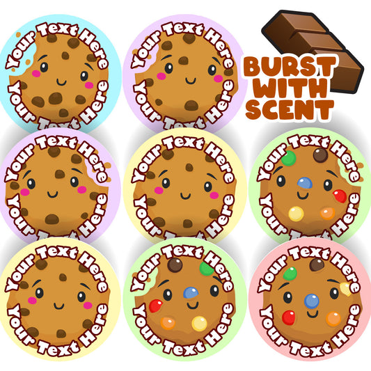 120 Chocolate Scented Personalised Stickers - Smart Cookie - Personalised 30 mm Scented  Stickers - For Teachers Nursery Parents