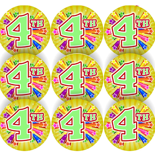 Sticker Stocker - 144 4th place Sports Day Star 30 mm Reward Stickers for Teachers, Parents and Schools