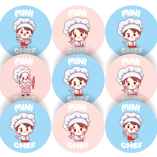 Sticker Stocker - 144 Mini Chef Glossy Stickers Home Baking Gift Packaging Reward Seal Labels