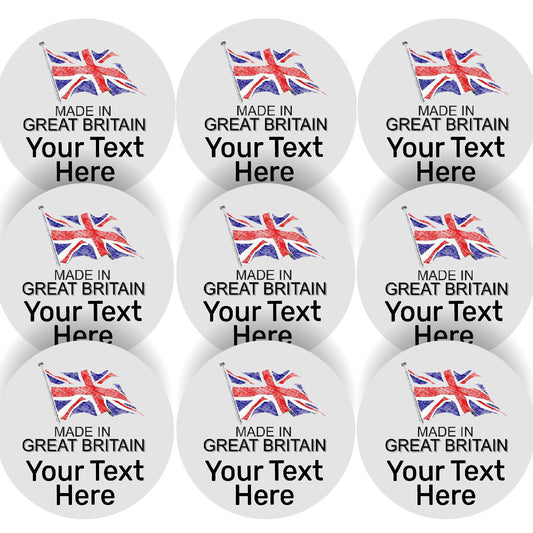 Sticker Stocker - 144 Personalised Made in Great Britain 30mm Union Jack UK Glossy Stickers Labels