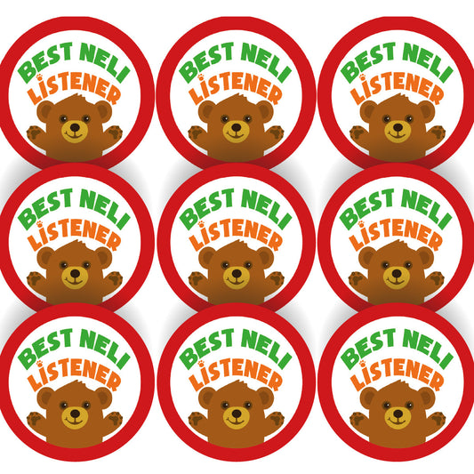 Sticker Stocker - 144 Best NELI Listener- 30mm - Glossy Reward Literacy Stickers for Teachers & Parents