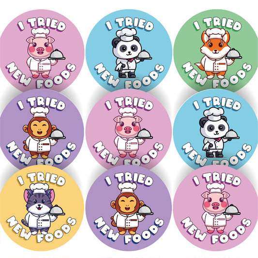 I Tried New Foods Reward Stickers 30mm Toddler Training Reward Stickers for Teachers or Parents