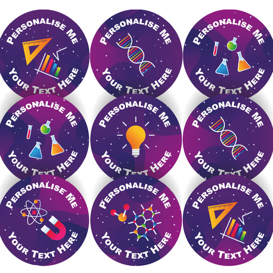 Sticker Stocker 144 Science Symbols Personalised 30mm Reward Stickers for School Teachers, Parents and Nursery