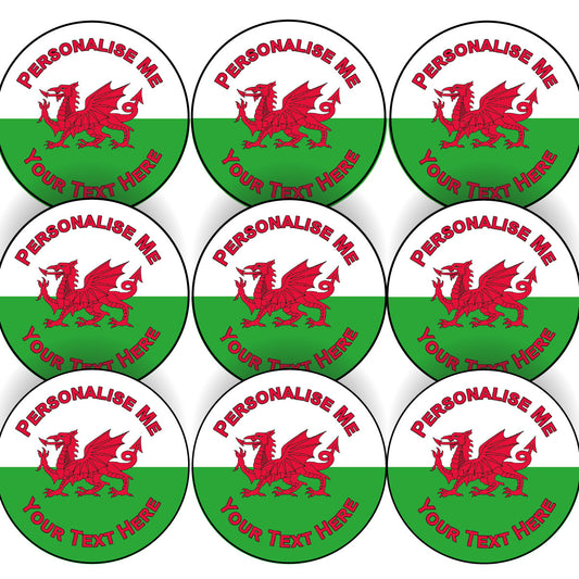 144 Welsh Dragon Flag Personalised 30mm Reward Stickers for School Teachers, Parents and Nursery