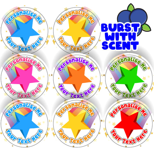 Sticker Stocker - 120 Mixed Berry Scented Personalised Stickers - Stars - Personalised 30 mm Scented Stickers - For Teachers Nursery Parents
