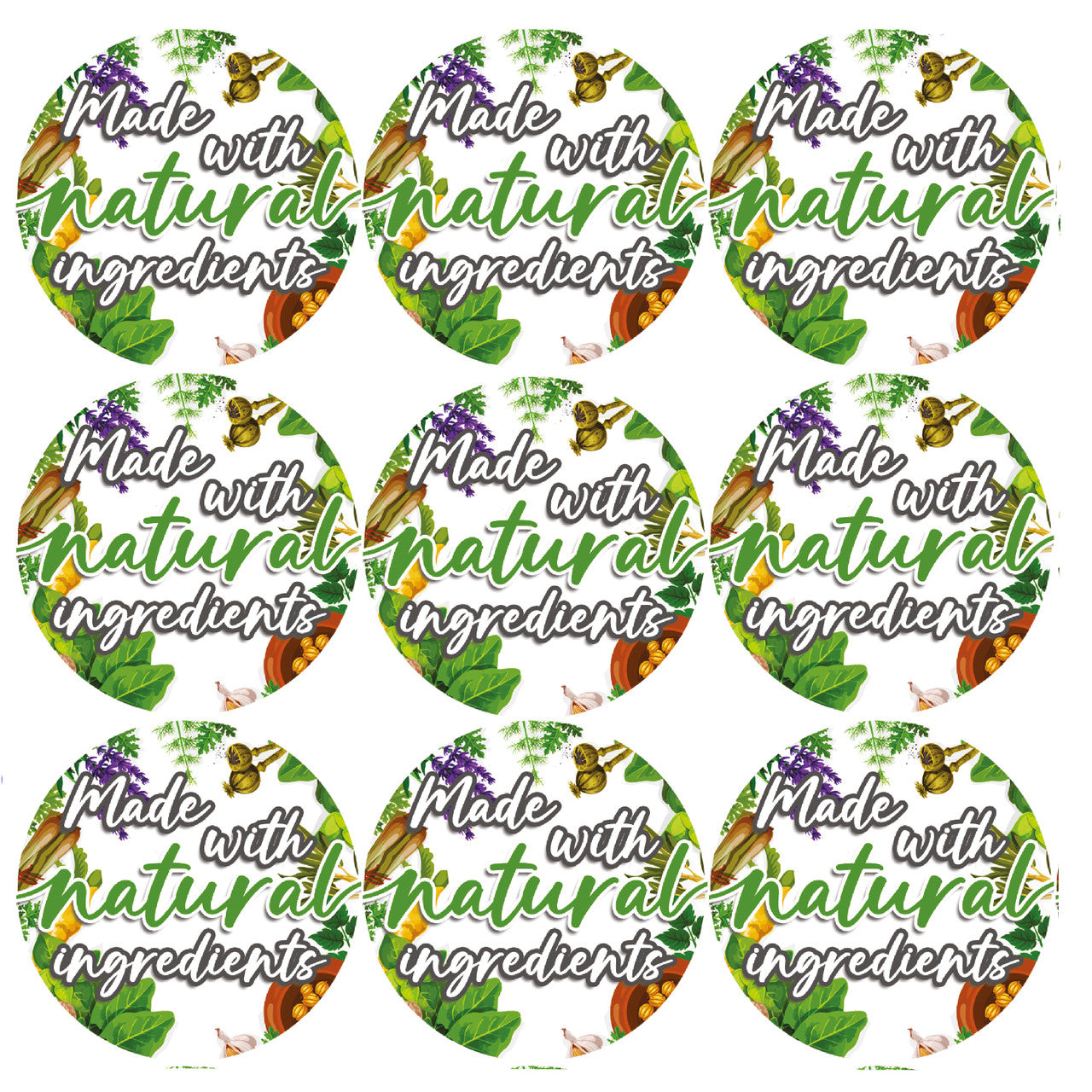 144 Made With Natural Ingredients 30mm Glossy Stickers Product Gift Packaging Seal Labels