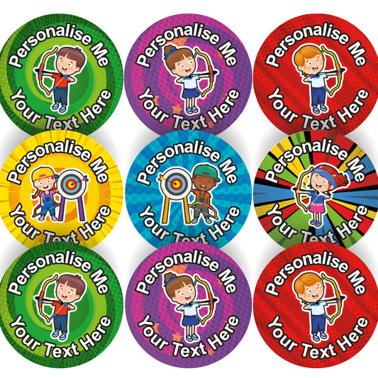 Sticker Stocker 144 On Target Archery Themed Personalised 30mm Reward Stickers for School Teachers, Parents and Nursery