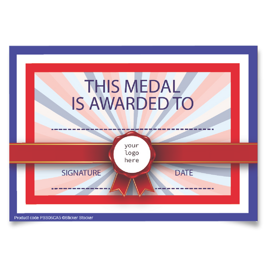 Sticker Stocker Personalised Certificate Medal Award for school teachers, A5 silk finish Photo Paper