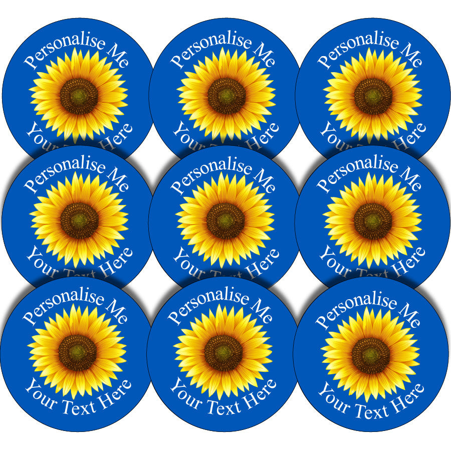 Sticker Stocker - 144 Sunflower Personalised 30 mm Glossy Stickers Crafting Gift Packaging Seal Labels