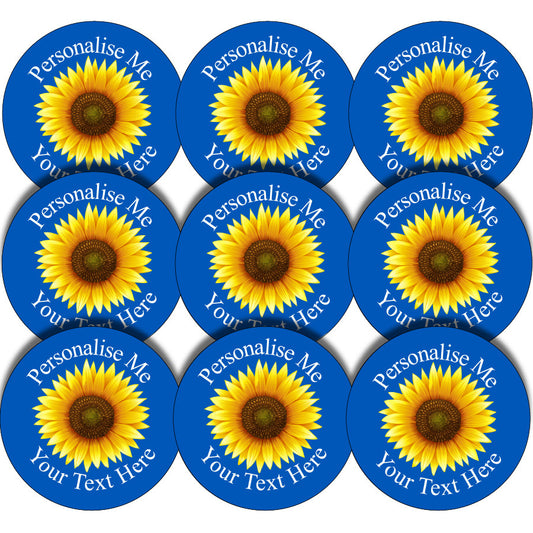 Sticker Stocker - 144 Sunflower Personalised 30 mm Glossy Stickers Crafting Gift Packaging Seal Labels