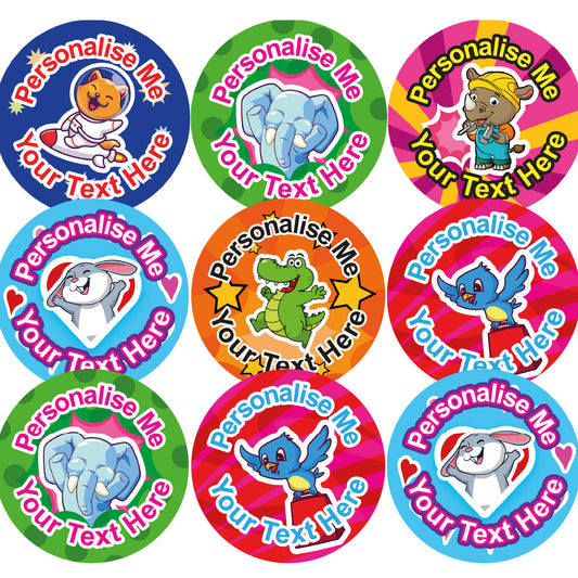 Sticker Stocker - 144 Personalised 30mm Animal Friends Reward Stickers for School Teachers, Parents and Nursery
