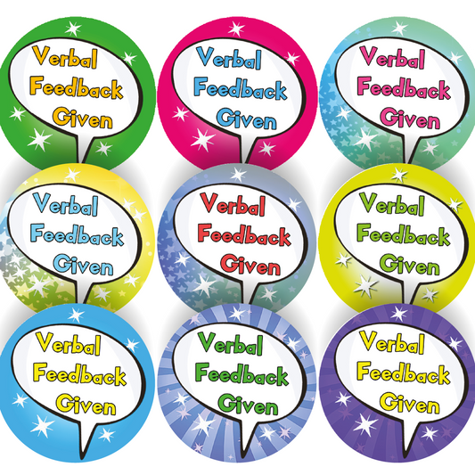 Sticker Stocker 144 Verbal Feedback Given 30mm Reward Stickers for Teachers, Parents and Party Bags