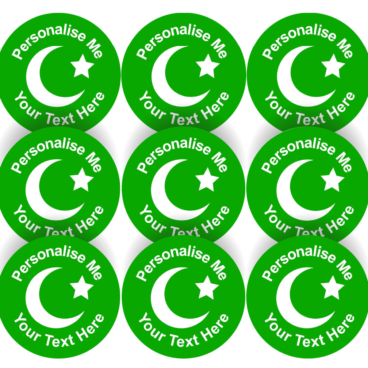 Sticker Stocker - 144 Personalised Crescent Star Islam 30mm Reward Stickers for School Teachers, Parents and Nursery